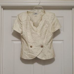 ATRA womens 10 GOLD SLIVER  CREAM JACGUARD JACKET